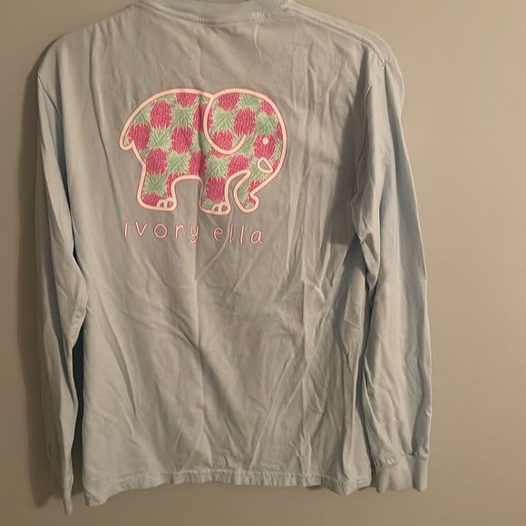 ivory ella long sleeve t shirt, light blue, size small - Picture 3 of 3